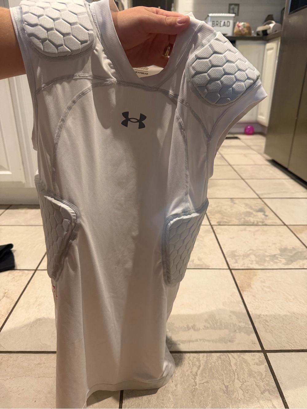 Under Armour White Padded Compression Short Sleeve Shirt